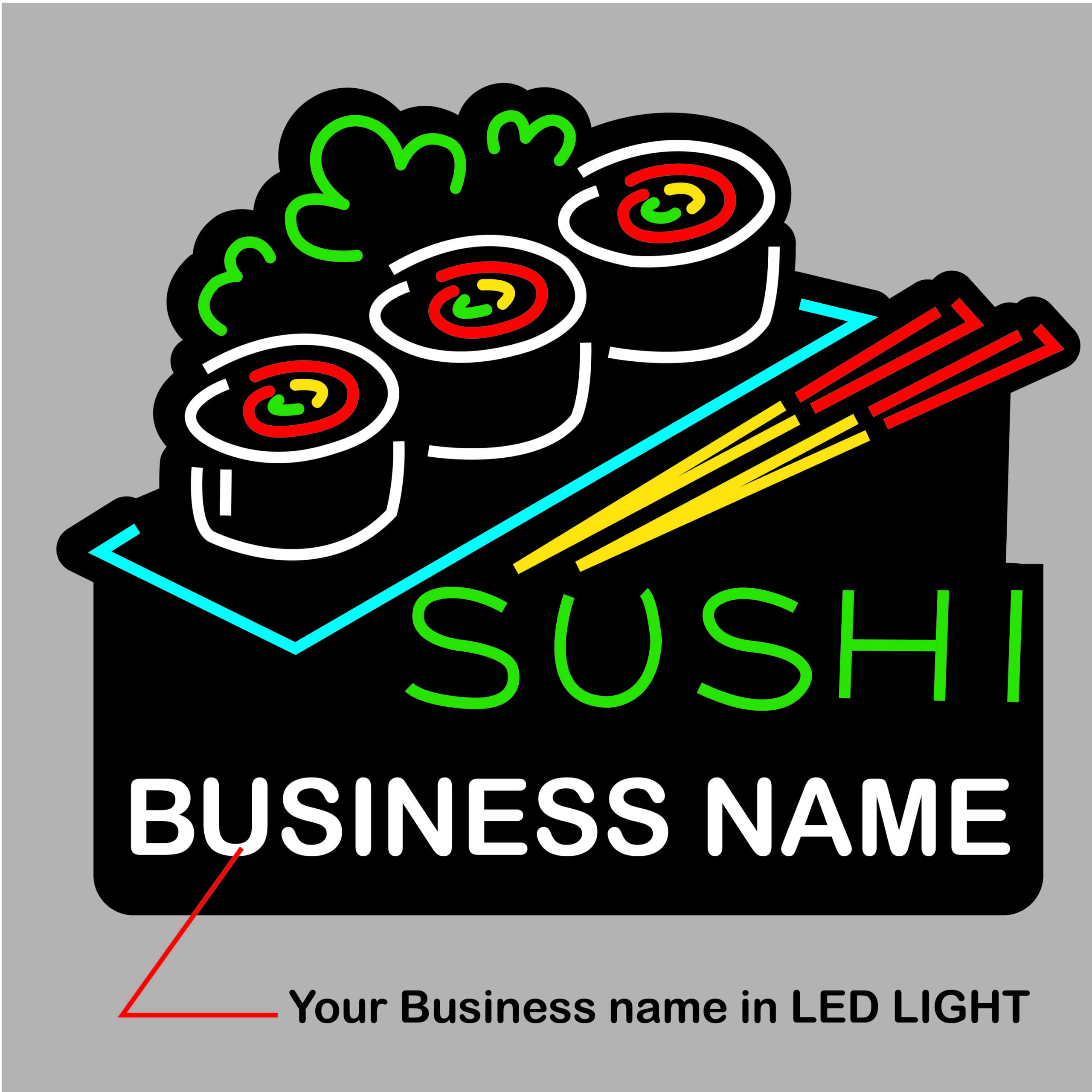 Sushi Roll Tray Neon Sign - Image 2